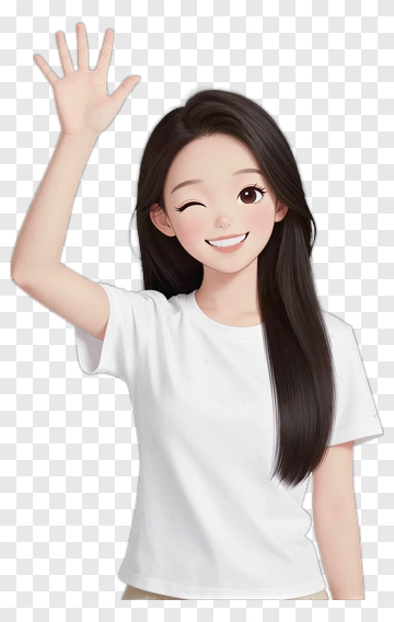 Happy Cartoon Woman Waving PNG