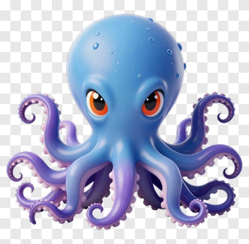 Cartoon Octopus With Big Eyes PNG