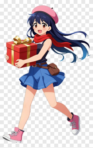 Girl Holding A Gift Box PNG