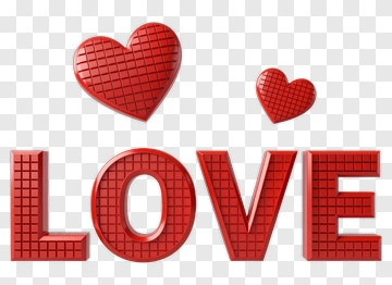 Red Love Text With Hearts PNG