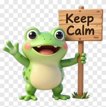 Cartoon Frog Holding A Keep Calm Sign PNG