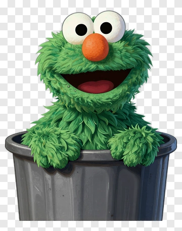 Cartoon Character In A Trash Can PNG