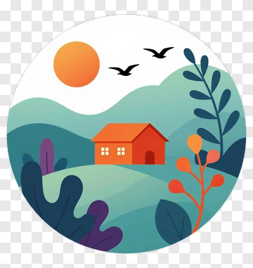 Colorful House In A Scenic Landscape PNG