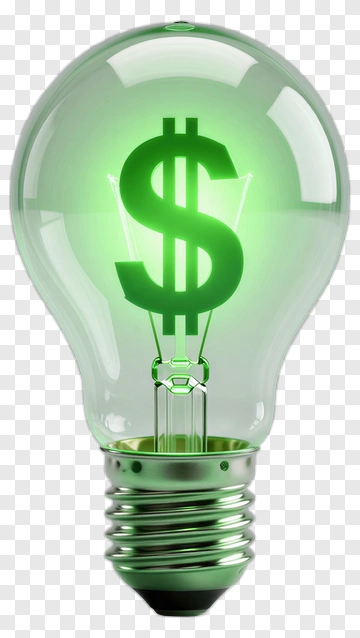 Green Light Bulb With Dollar Sign PNG