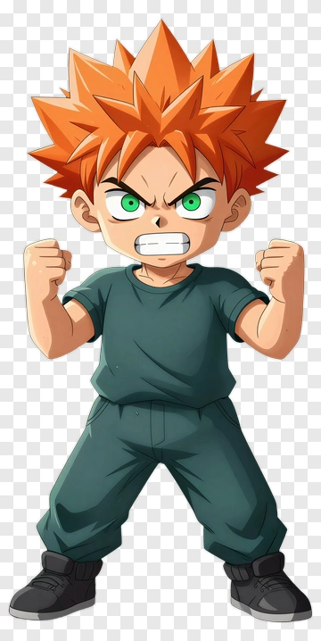 Angry Cartoon Boy With Spiky Hair PNG
