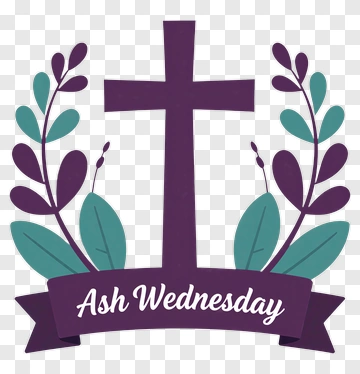 Ash Wednesday Cross With Leaves PNG