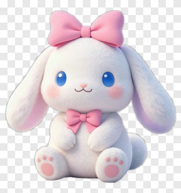 3D Cartoon Bunny With Pink Bow PNG