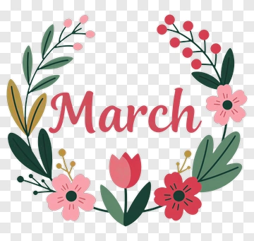 March Floral Wreath PNG
