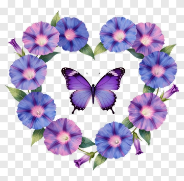 Heart-Shaped Floral Arrangement With Butterfly PNG