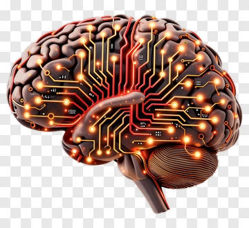 3D Brain With Circuit Design PNG
