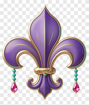 Purple Fleur-De-Lis With Decorative Elements PNG