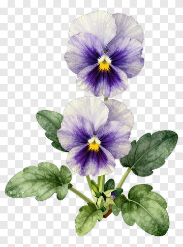 Watercolor Purple Pansy Flower PNG