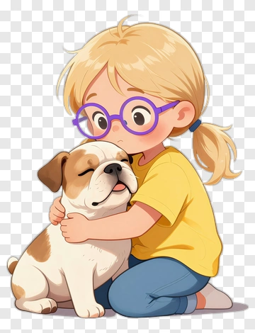 Girl Hugging A Dog PNG