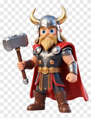 3D Viking Warrior Holding A Hammer PNG