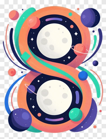 Colorful Space Number Eight Illustration PNG