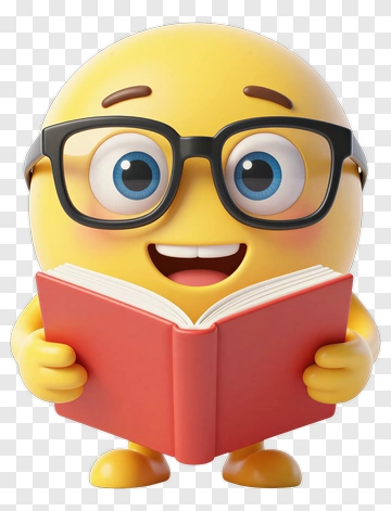 Cartoon Emoji Holding A Book PNG