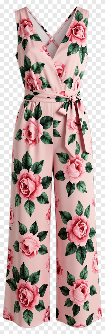 Floral Pink Jumpsuit PNG