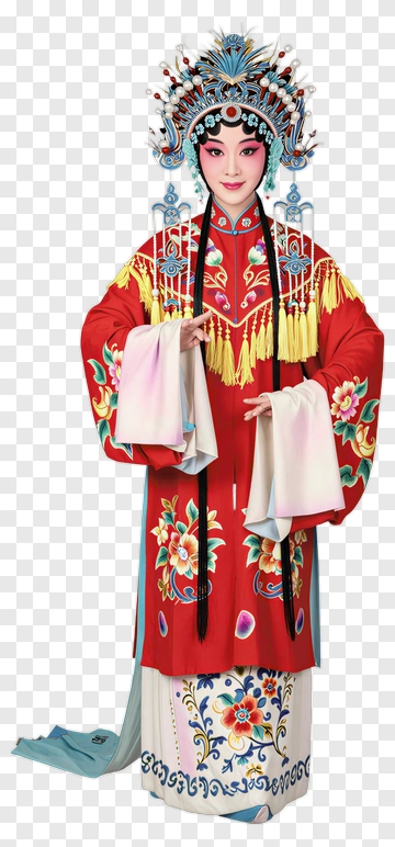 Traditional Chinese Opera Performer In Red Costume PNG