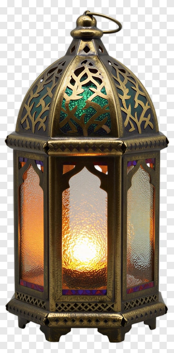 Decorative Lantern With Colorful Glass Panels PNG
