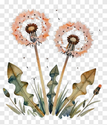 Watercolor Dandelion Flowers PNG