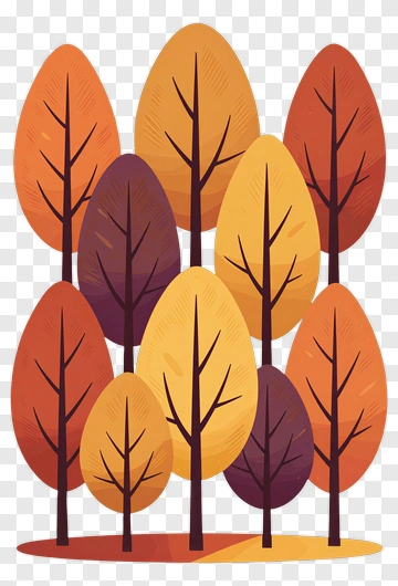 Colorful Autumn Trees PNG