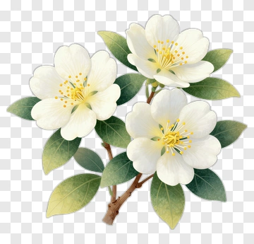 White Flower Bouquet With Leaves PNG