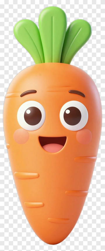 Cartoon Carrot Character With A Happy Face PNG