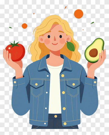 Woman Holding A Tomato And Avocado PNG