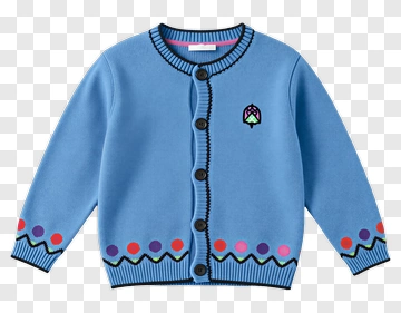 Blue Cardigan With Colorful Design PNG