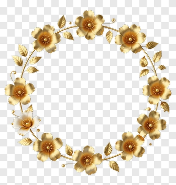 Gold Floral Wreath PNG