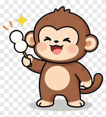 Cartoon Monkey Holding A Marshmallow PNG