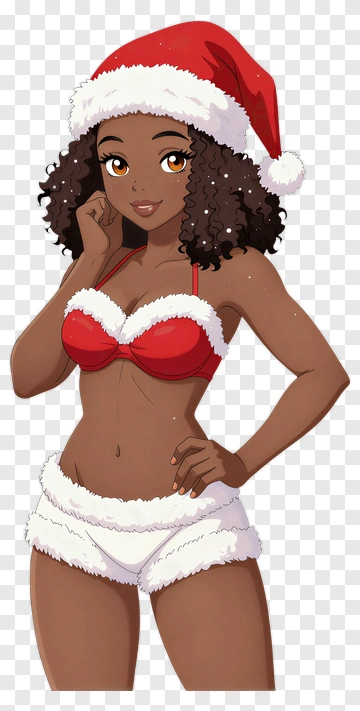 Cartoon Woman In Santa Outfit PNG