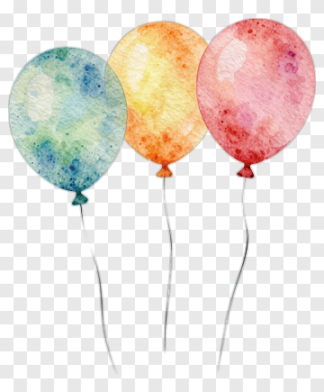 Colorful Watercolor Balloons PNG