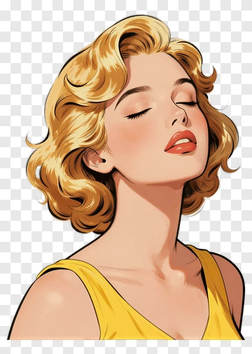 Beautiful Woman With Wavy Blonde Hair PNG