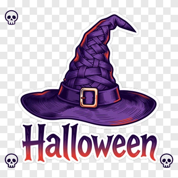 Purple Witch Hat With Halloween Text PNG