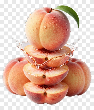 Juicy Peaches With Splashing Water PNG