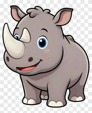 Cartoon Rhino With A Happy Expression PNG