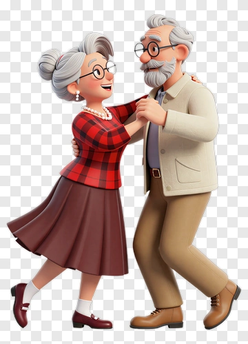 Happy Elderly Couple Dancing Together PNG