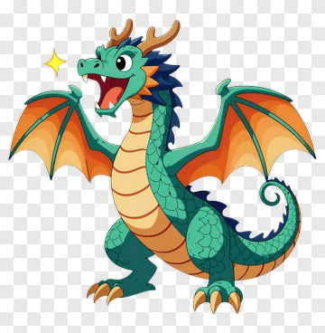 Cartoon Dragon With Outstretched Wings PNG