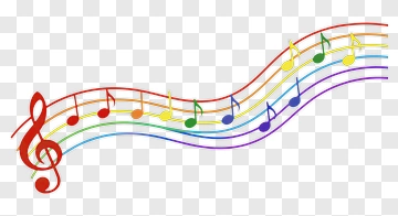 Colorful Musical Notes On A Wavy Staff PNG