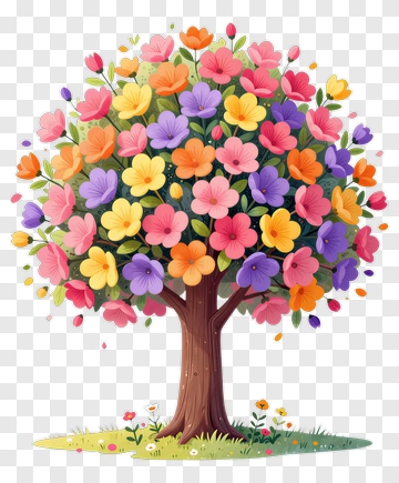 Colorful Flowering Tree PNG