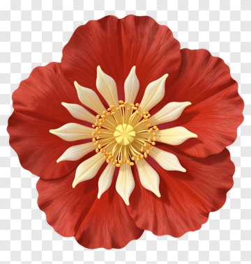 Red Flower With White Petals PNG