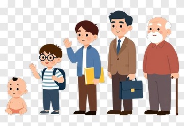 Cartoon Family Representing Different Generations PNG