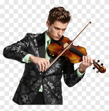 Musician Playing Violin In Elegant Suit PNG