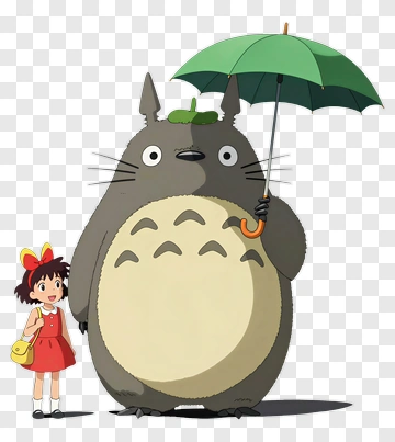 Totoro Holding An Umbrella With A Girl PNG