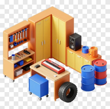 3D Workshop Furniture And Equipment PNG