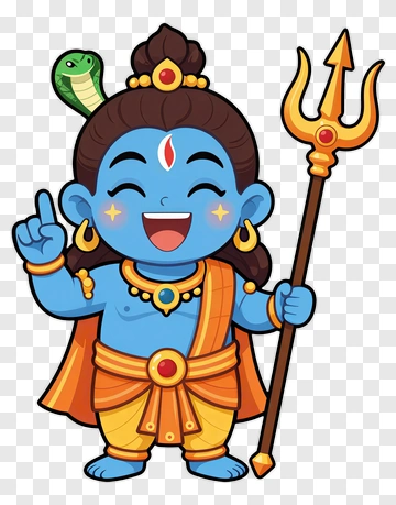 Cartoon Hindu God Holding A Trident PNG