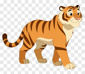 Cartoon Tiger Walking PNG