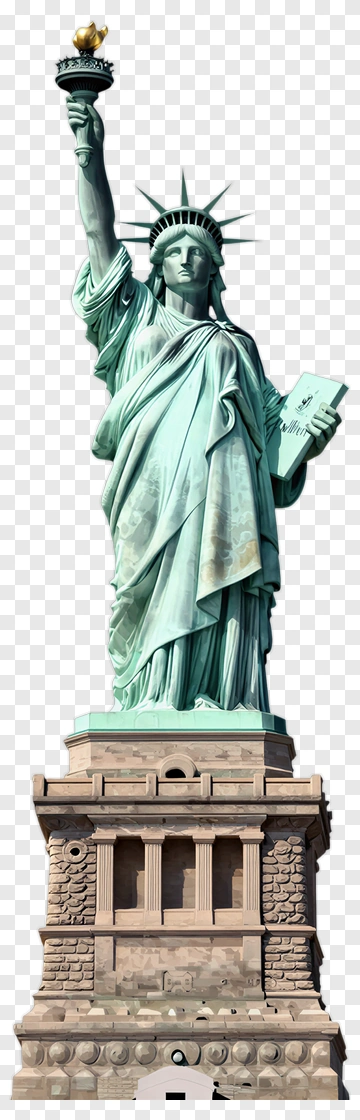 Statue Of Liberty Holding A Torch And Tablet PNG