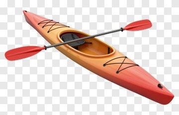 Orange Kayak With Paddles PNG